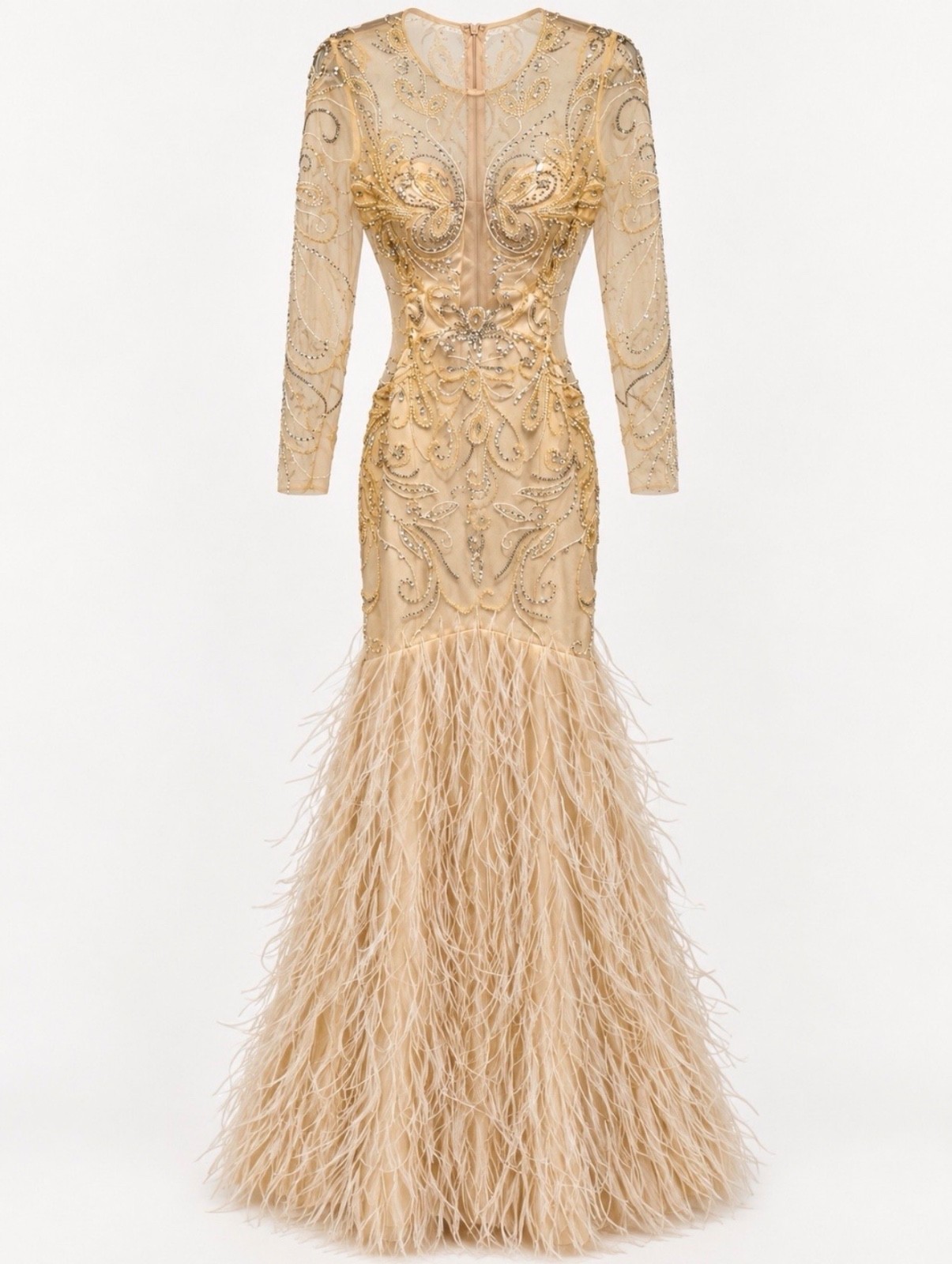 Stunning AFINA Luxury champagne-gold embellished evening gown size 8 never worn