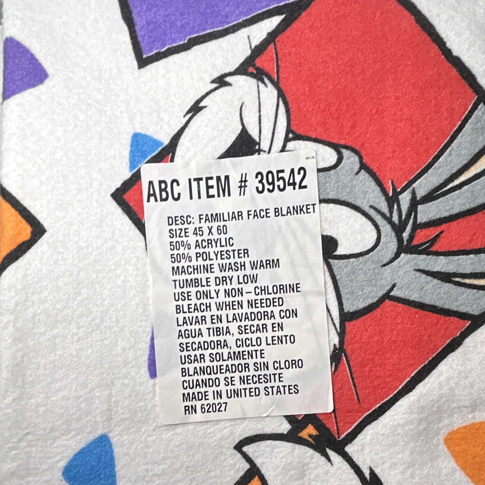 Vtg 1992 Looney Tunes Familiar Faces Blanket Throw Bugs Tweety Daffy Tag New NOS Vtg 1992 Looney Tunes Familiar Faces Blanket Throw Bugs Tweety Daffy Tag New NOS