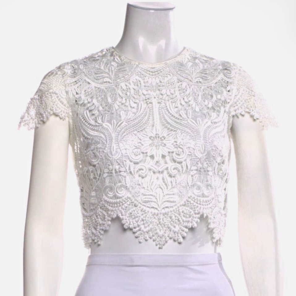 Catherine Deane Bardot Top Lace Crop Top — XS / Size 2 Catherine Deane Bardot Top Lace Crop Top — XS / Size 2