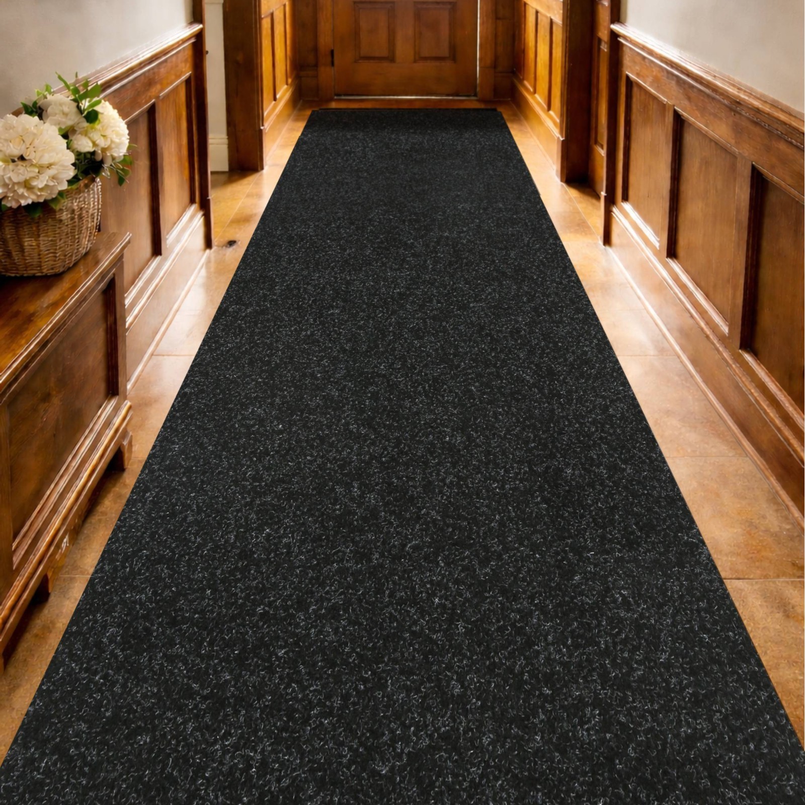 Black Runner Rug 2-6ft Wide Non Slip Rubber Back Washable Hallway Kitchen Carpet Black Runner Rug 2-6ft Wide Non Slip Rubber Back Washable Hallway Kitchen Carpet
