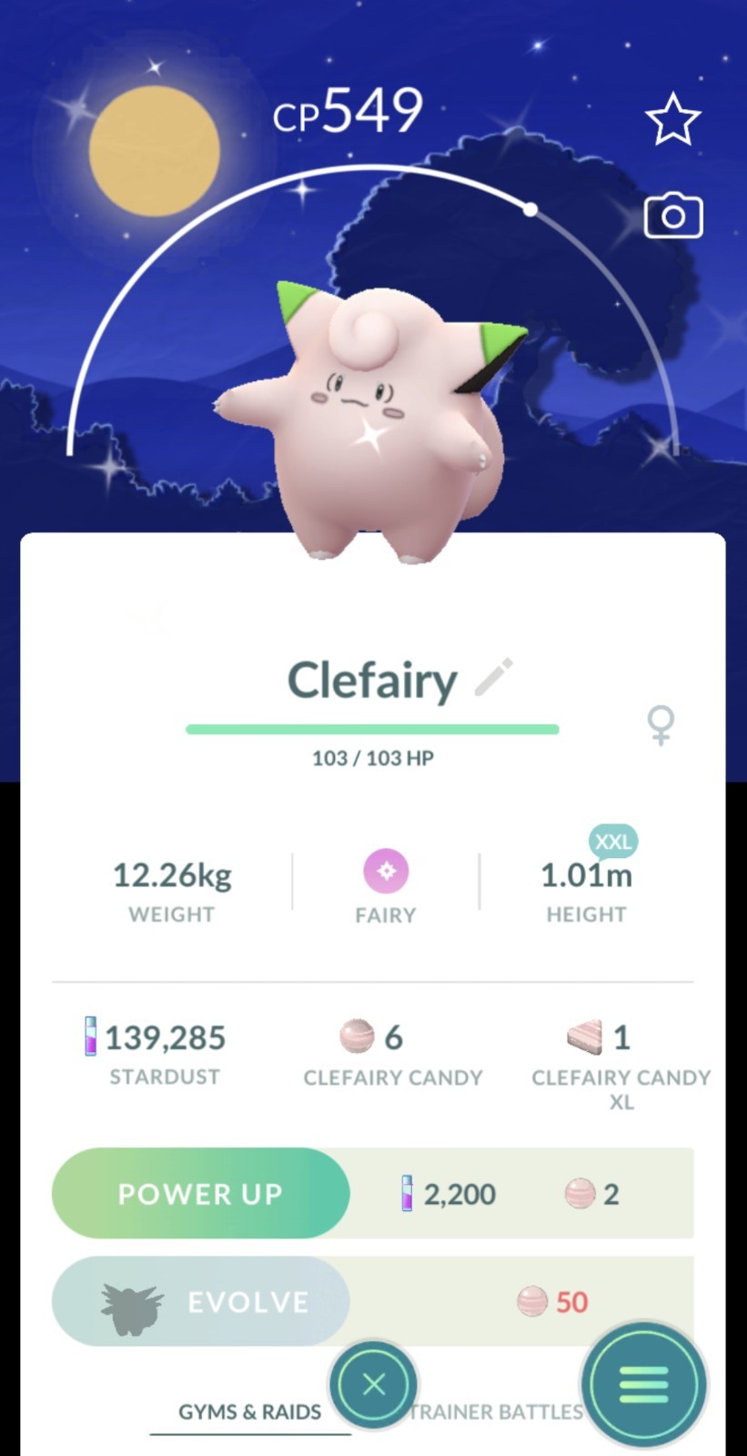 XXL or XXS Shiny Clefairy Moonlight Background - Pokémon GO PTC XXL or XXS Shiny Clefairy Moonlight Background - Pokémon GO PTC