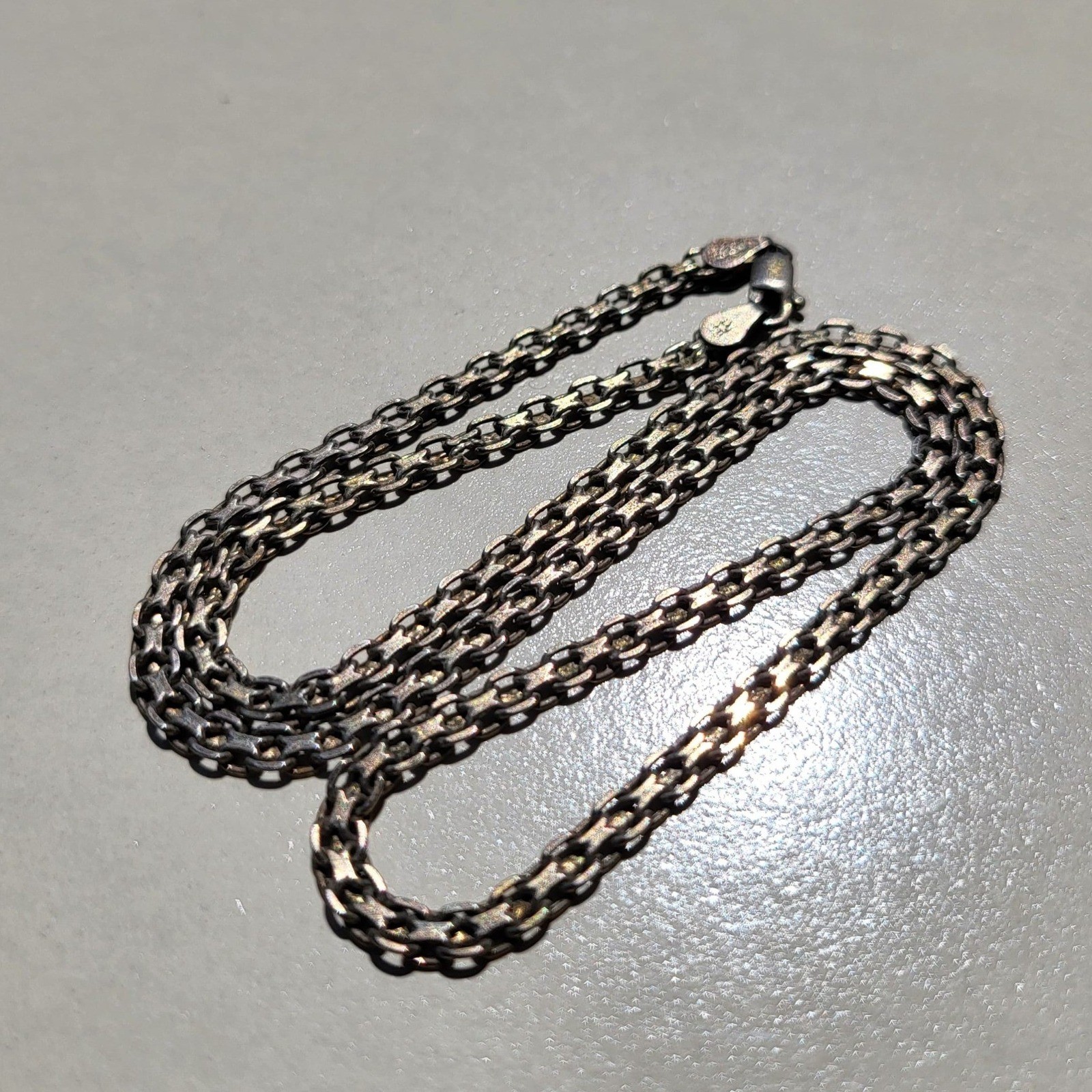 925 Sterling Silver Woven Link Chain Necklace Silver Bismark Geometric