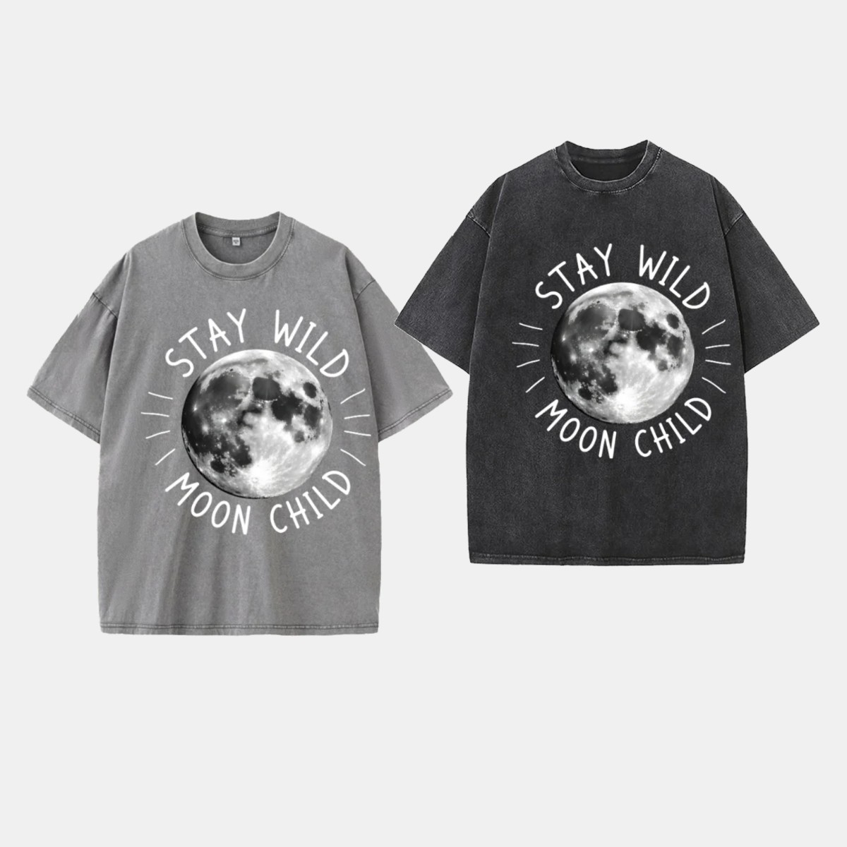 Y2K Oversized Washed Stay Wild Moon Child Graphic Tee Vintage Celestial Shirt Y2K Oversized Washed Stay Wild Moon Child Graphic Tee Vintage Celestial Shirt