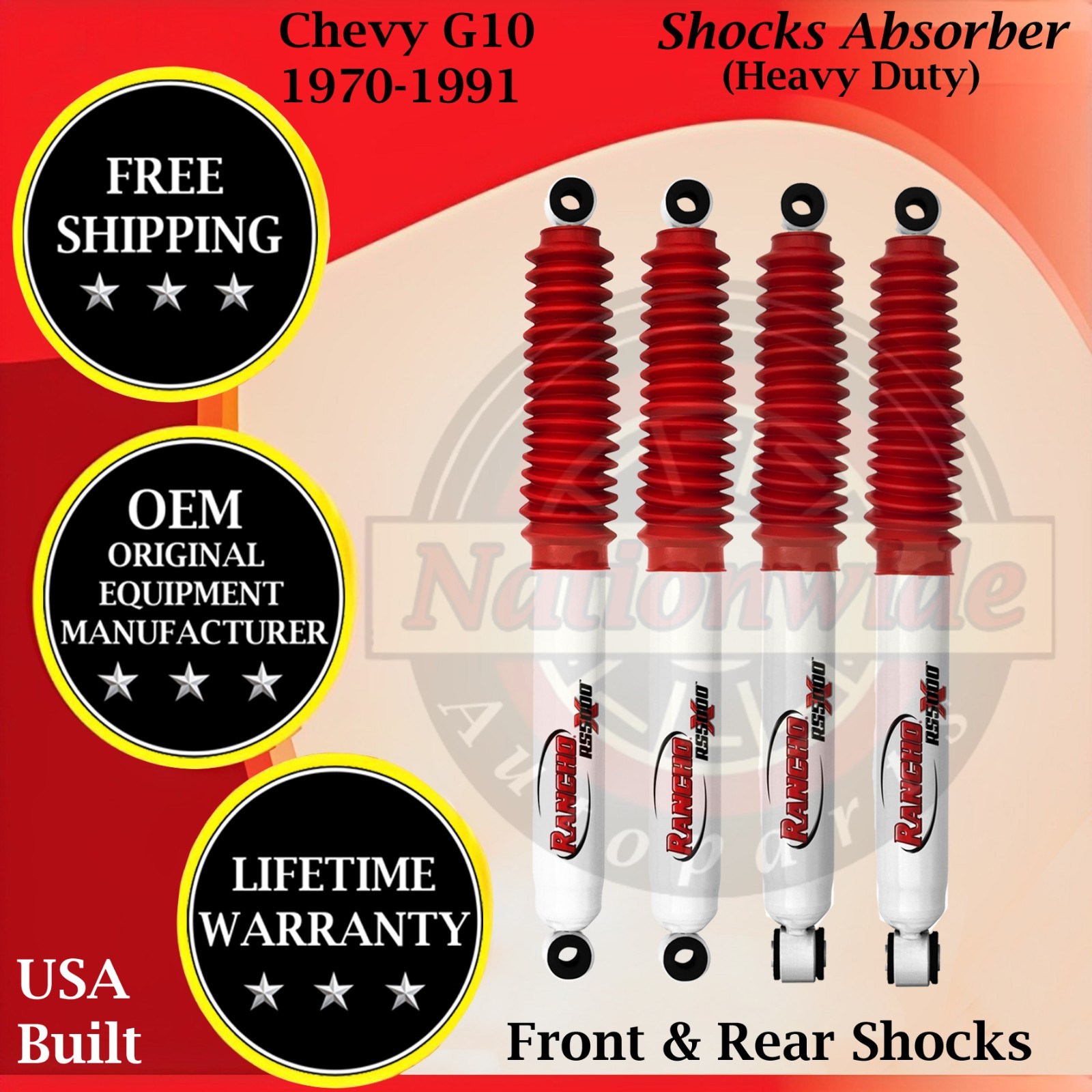 Rancho OEM Front & Rear Shocks For 1970-1991 Chevy G10 Lifetime Warranty