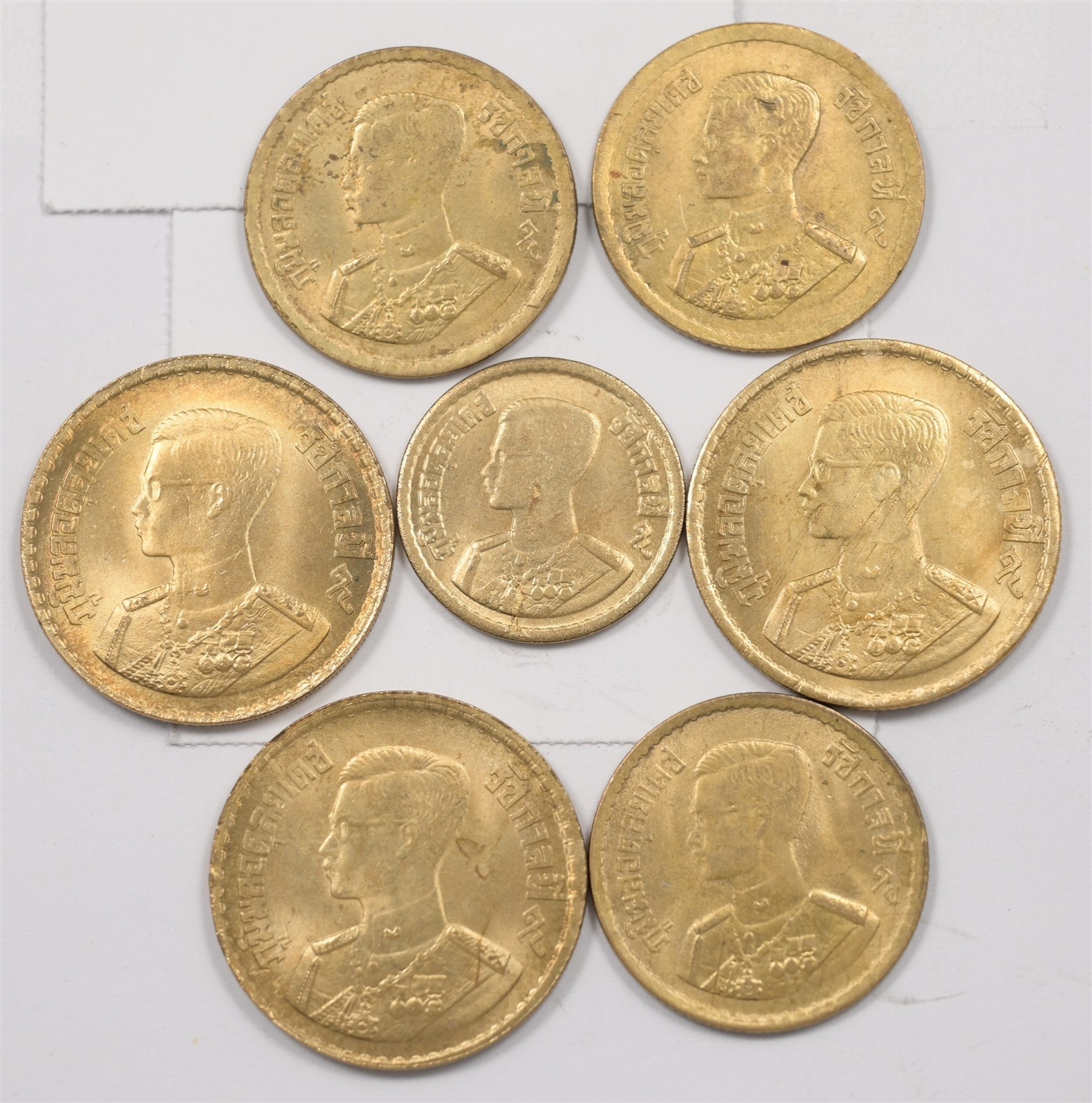 Thailand 1957 Rama IX era, Baht, 10,25, 50 Satangs Lot of 7, P191818 BU