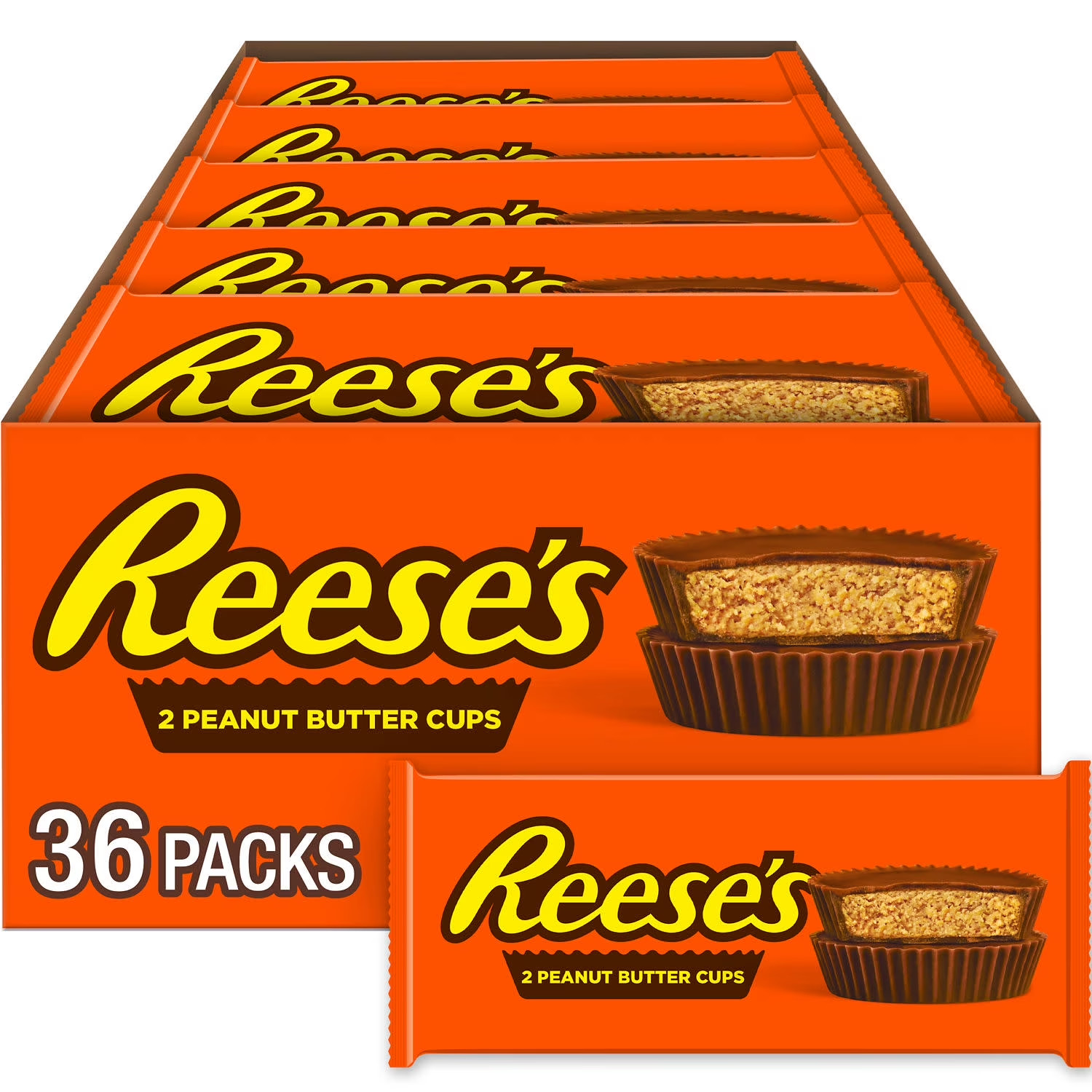 Reese\'s Milk Chocolate Peanut Butter Cups Candy, Packs 1.5 oz, 36 Count Reese\'s Milk Chocolate Peanut Butter Cups Candy, Packs 1.5 oz, 36 Count