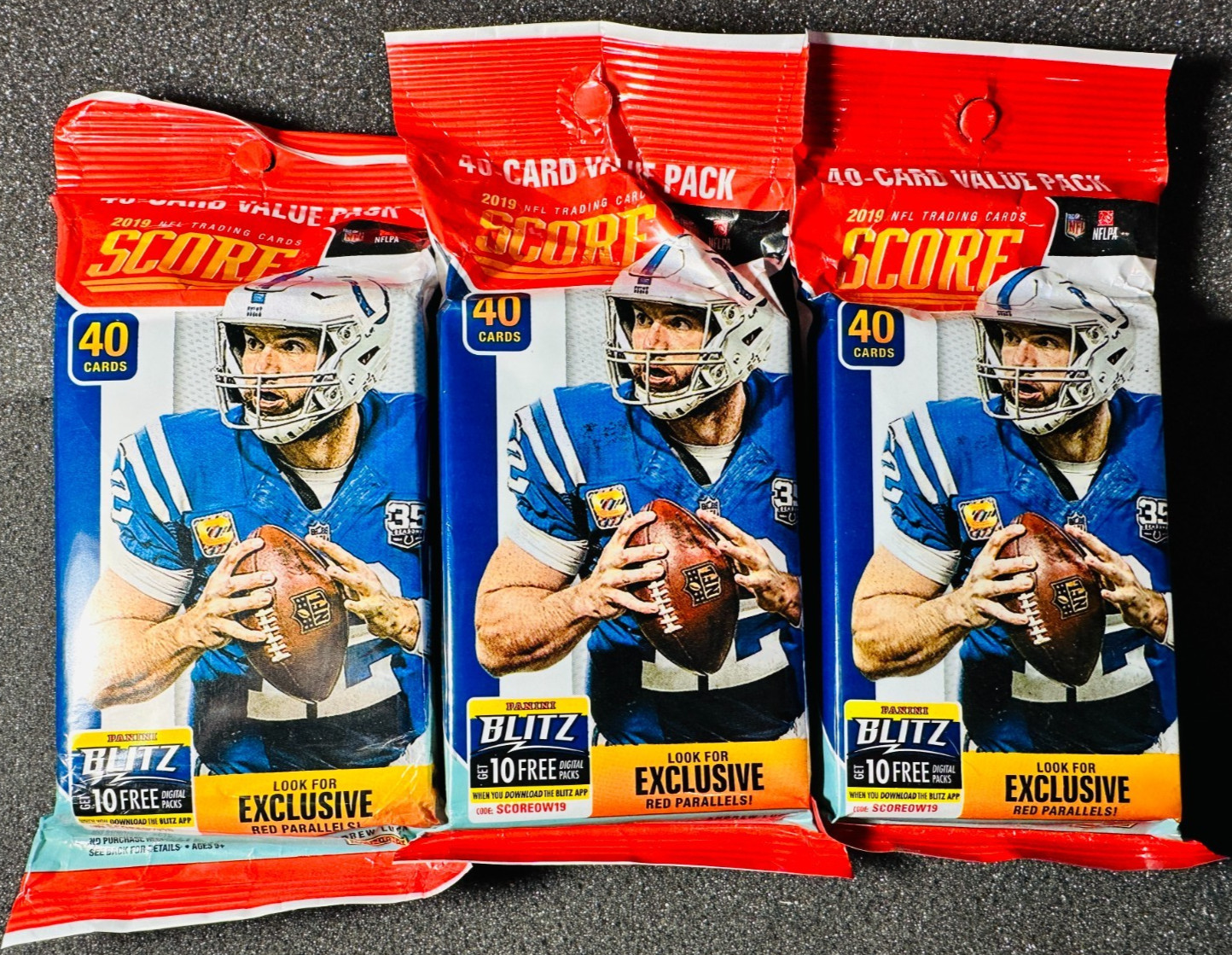 Lot of 3 - 2019 Score Football HUGE JUMBO FAT CELLO Factory Sealed Pack-40 Cards