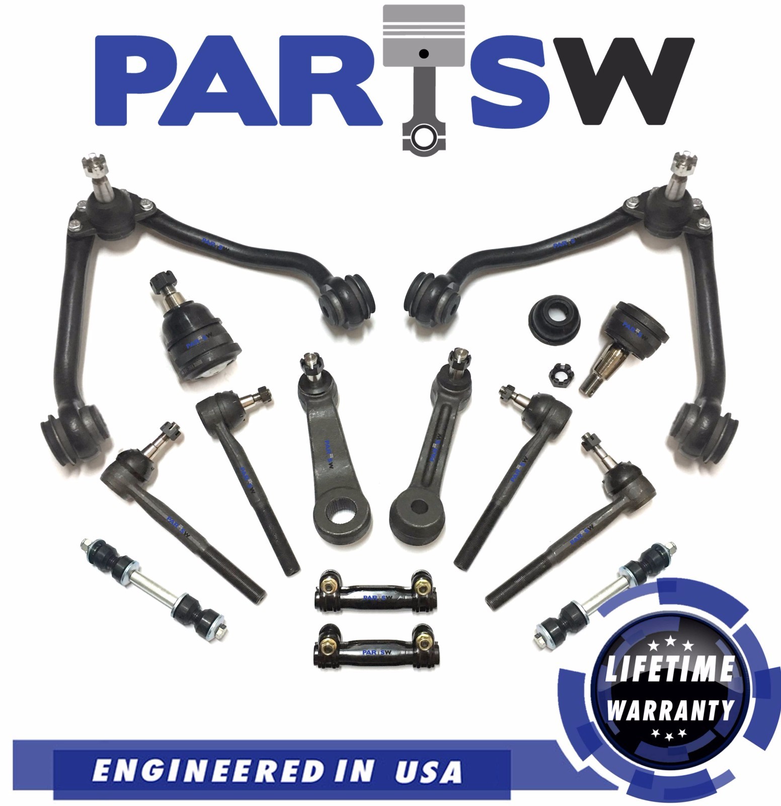 PartsW 14Pc Complete Steering Kit for Chevrolet C2500 Suburban 1992-1999 2WD