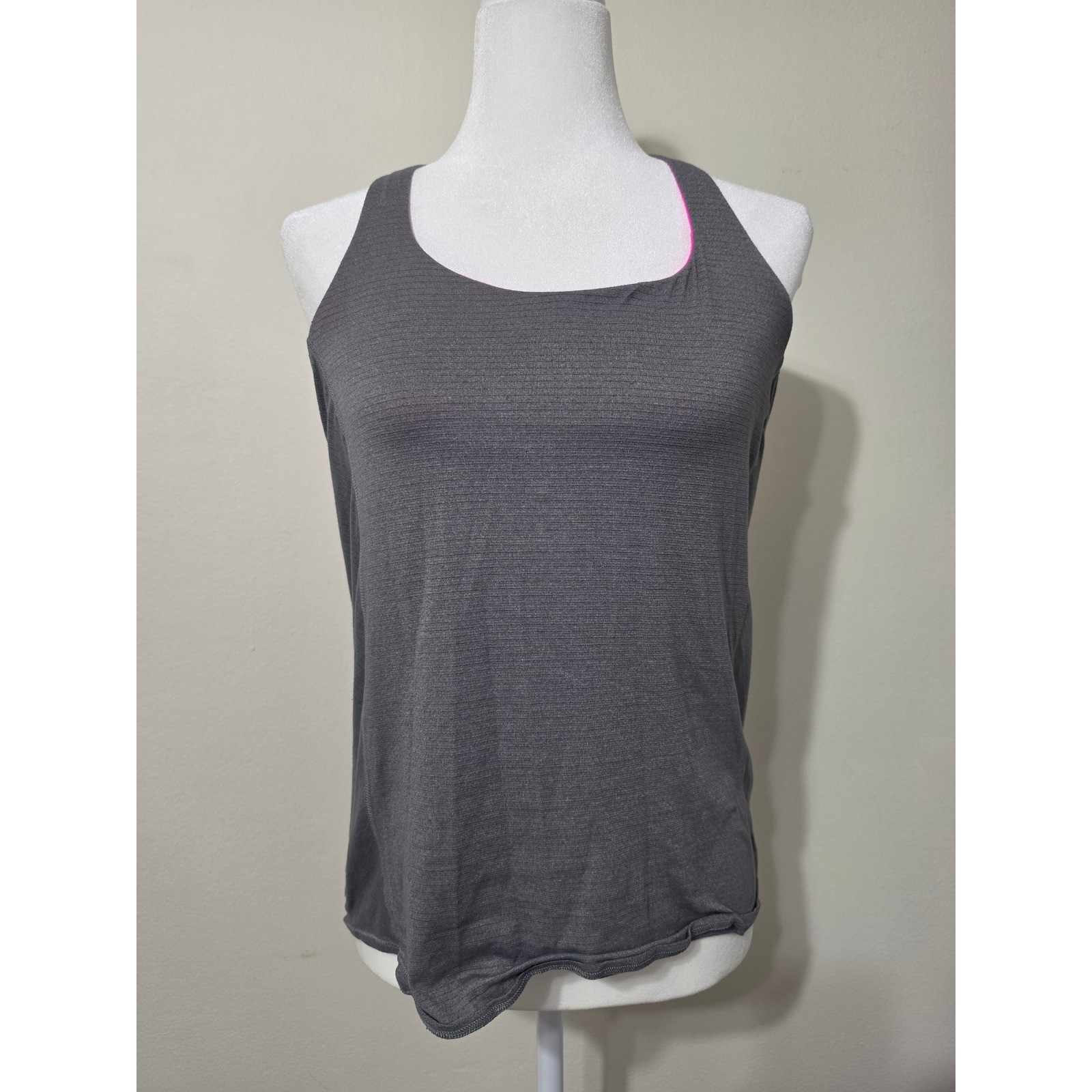 Lululemon 2-in-1 Strappy Back Tank Top Built-in Bra Gray Pink Size S Lululemon 2-in-1 Strappy Back Tank Top Built-in Bra Gray Pink Size S