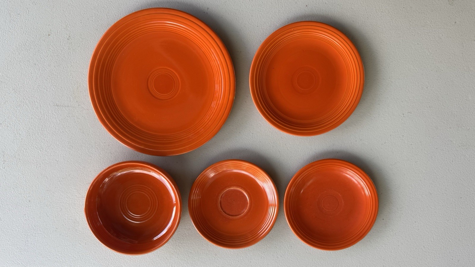 Vintage Fiestaware Original Atomic Red 5-Pc Place Setting 1939-1943 Genuine HLC