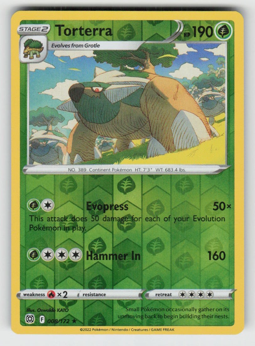 Reverse Holo Torterra 008/172 Rare Brilliant Stars Near Mint Reverse Holo Torterra 008/172 Rare Brilliant Stars Near Mint