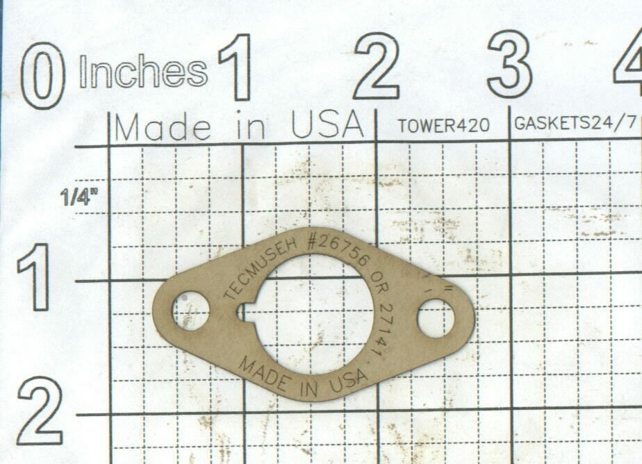 ONE NEW TECUMSEH  INTAKE GASKET # 26756 USA Made Not OEM 