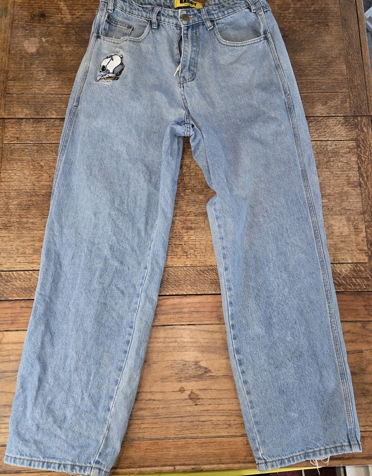 Vintage Y2k Butter Snoopy Jeans Wide Leg Very Baggy Size 30 Joe Cool Distressed Vintage Y2k Butter Snoopy Jeans Wide Leg Very Baggy Size 30 Joe Cool Distressed