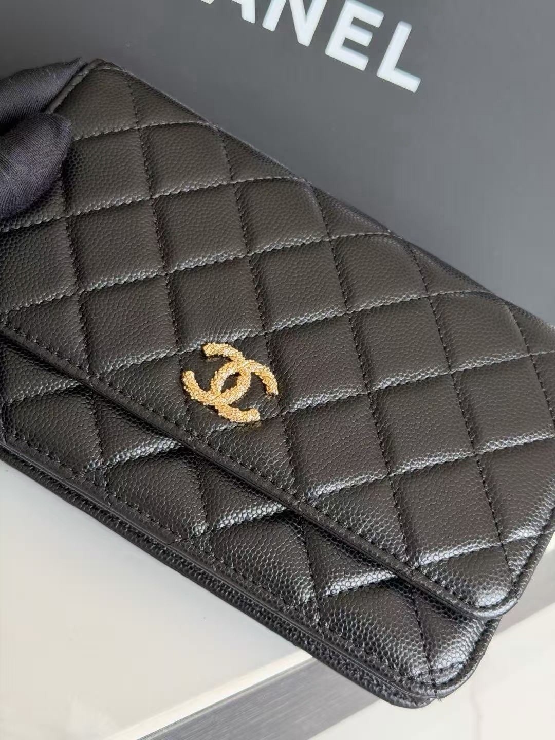 Black Quilted VIP Gift Crossbody Bag with Gold-Tone Chain Black Quilted VIP Gift Crossbody Bag with Gold-Tone Chain