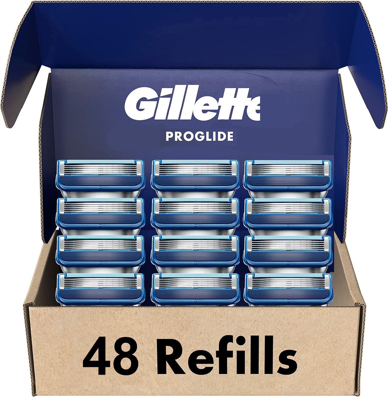 48 PCS 5-Blade Shaving Cartridge For Gillette Fusion Proglide Mach Razor