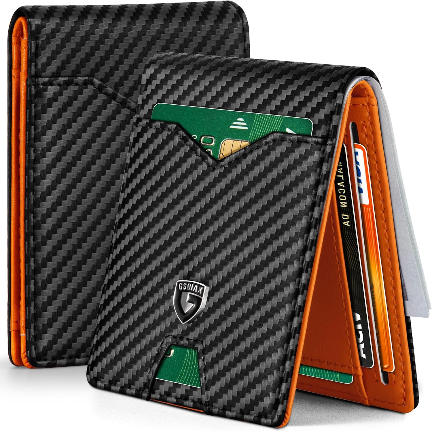 GSOIAX Slim Wallet for Men Rfid Blocking Leather Bifold Front Pocket Carbon Fibe GSOIAX Slim Wallet for Men Rfid Blocking Leather Bifold Front Pocket Carbon Fibe