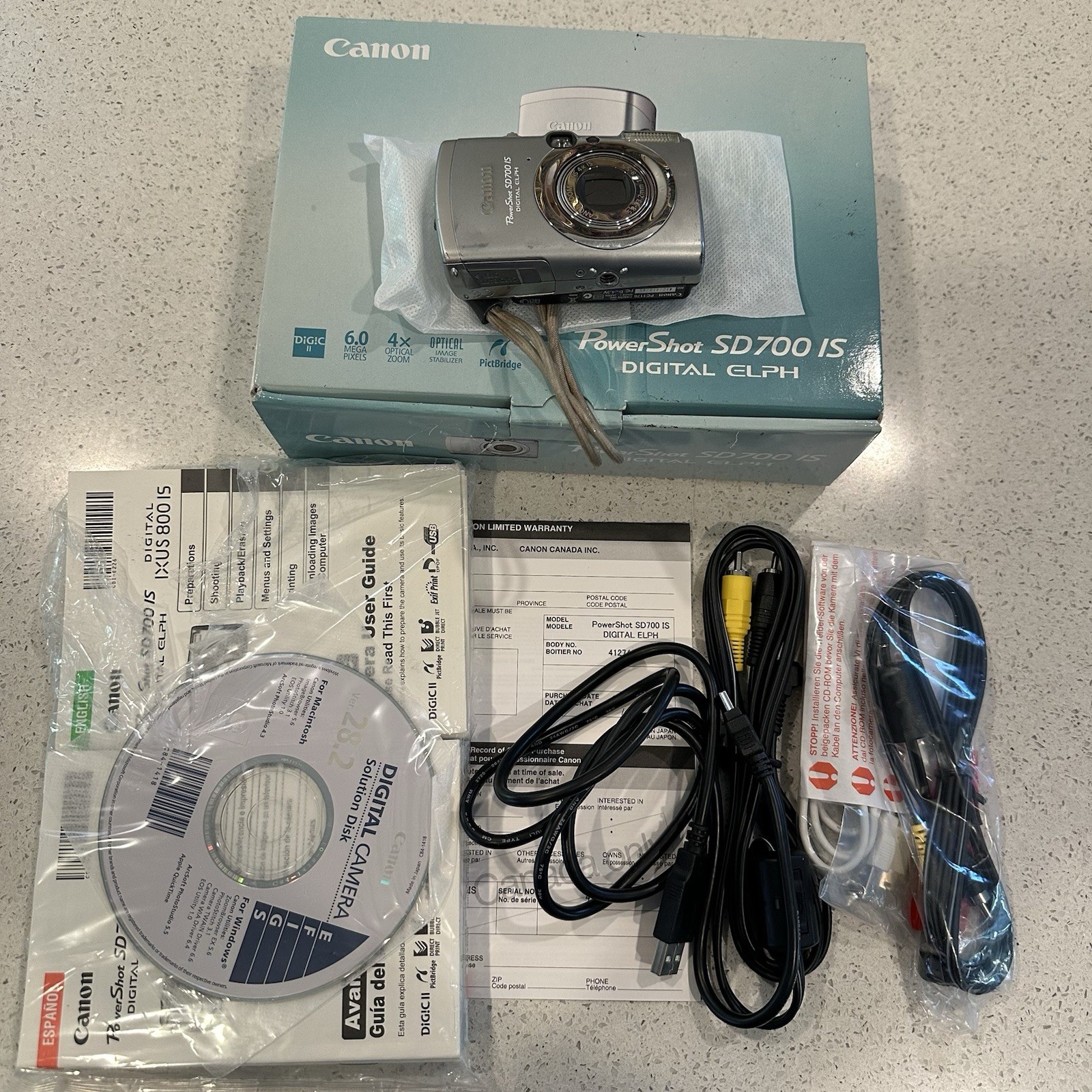 Canon PowerShot SD700 IS ELPH Digital Camera w/Box Battery Cords Works Great Canon PowerShot SD700 IS ELPH Digital Camera w/Box Battery Cords Works Great