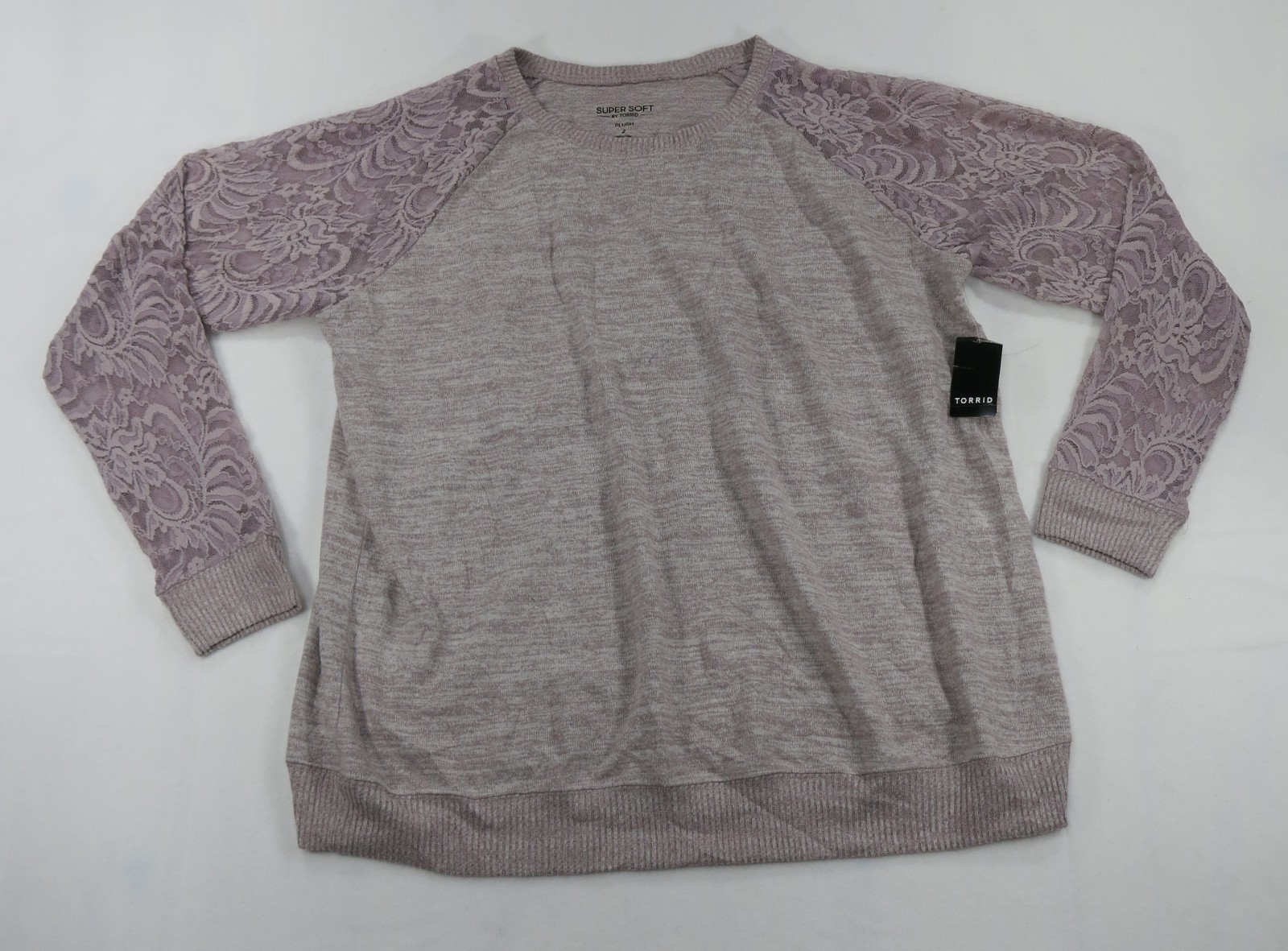 Torrid Super Soft Plush Lace Sleeve Raglan Sweatshirt 2X Torrid Super Soft Plush Lace Sleeve Raglan Sweatshirt 2X