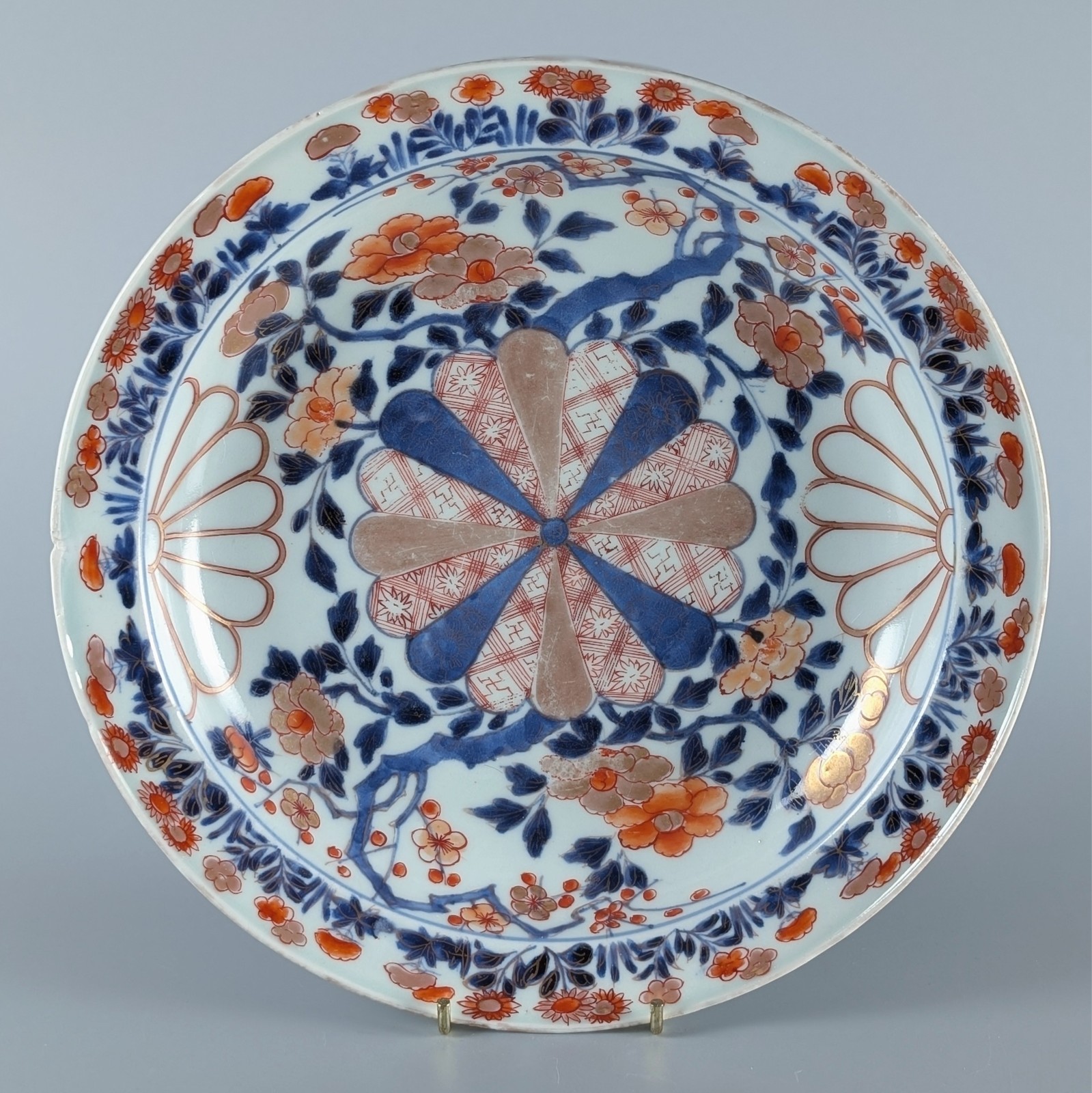 Antique Japanese Porcelain 17/18th Century Edo Imari Arita Dish Plate D24cm