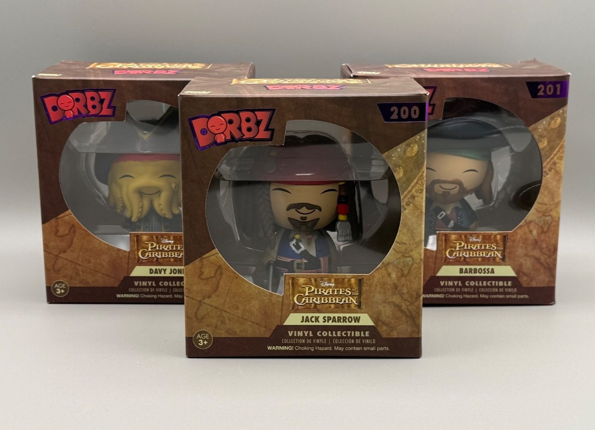 Funko Dorbz 3pk Pirates Caribbean - Jack Sparrow 200 Barbossa 201 Davy Jones 203 Funko Dorbz 3pk Pirates Caribbean - Jack Sparrow 200 Barbossa 201 Davy Jones 203