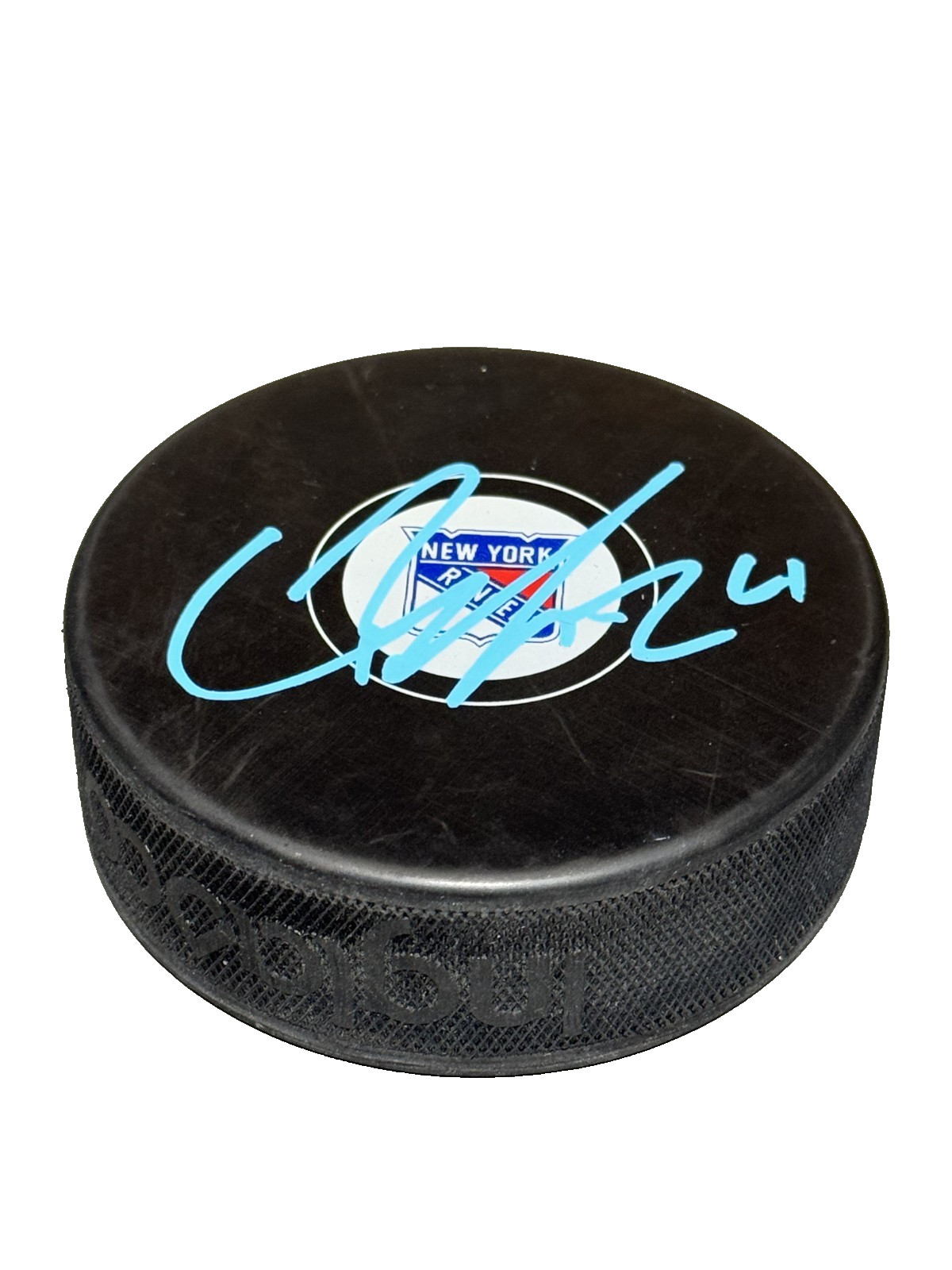 Cole Beaudoin signed  New York Rangers  NHL hockey official puck  PROOF