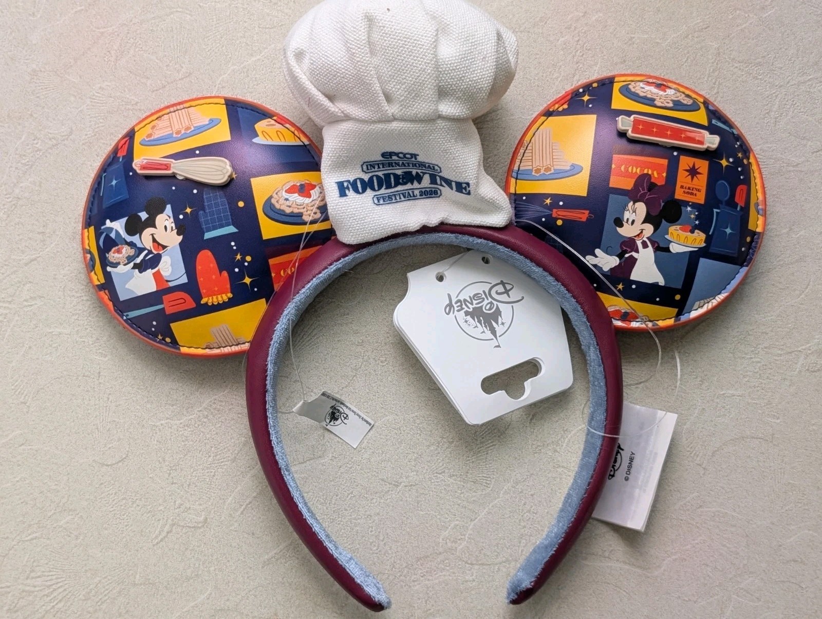 Disney Parks EPCOT 2026 Food and Wine Festival Chef Hat Ears Headband New Disney Parks EPCOT 2026 Food and Wine Festival Chef Hat Ears Headband New