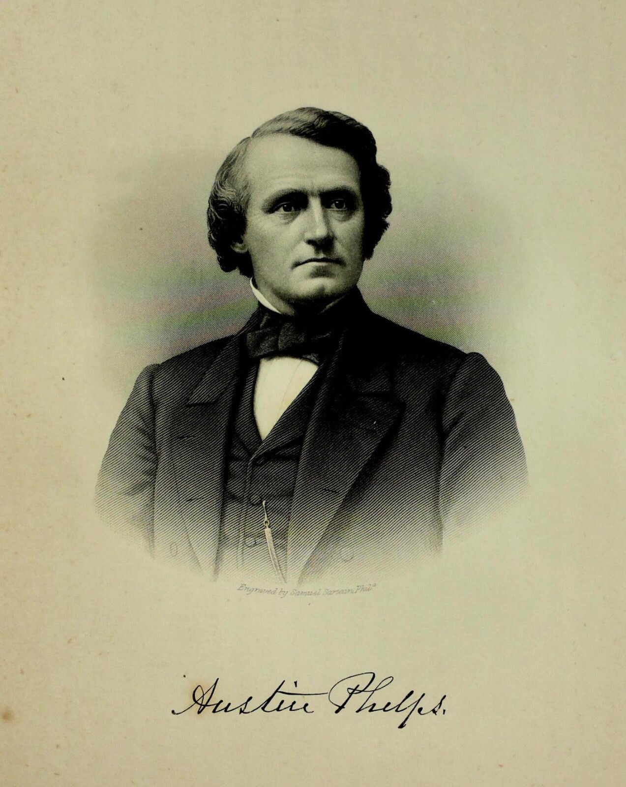 1888 Engraving Rev. Austin Phelps DD Essex County Andover Ma. History Genealogy
