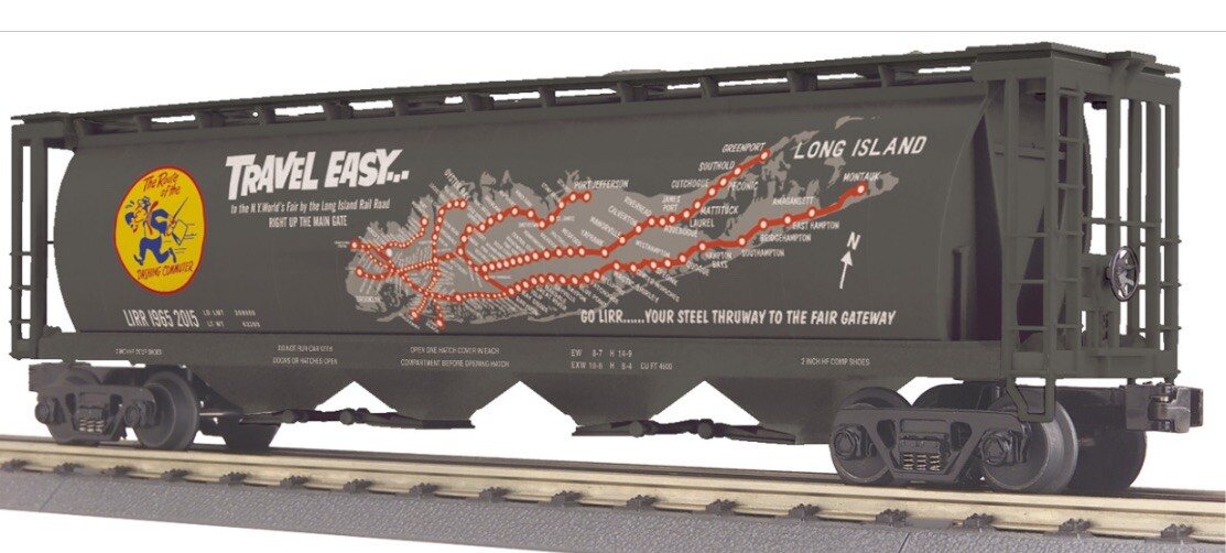 MTH RAILKING LONG ISLAND 4 BAY CYLINDRICAL MAP HOPPER CAR O GAUGE FREIGHT LIRR
