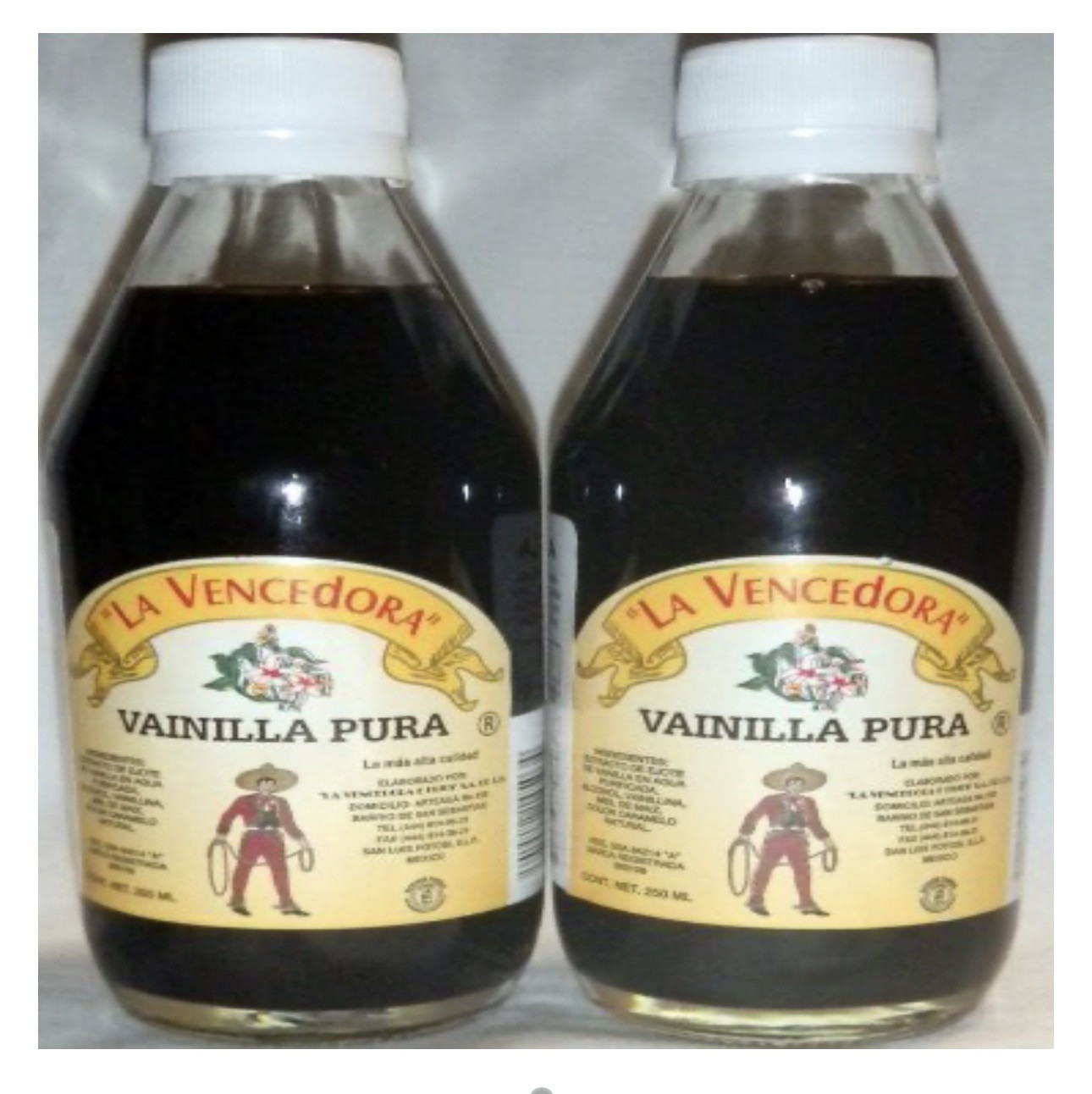 2X La Vencedora Pure Mexican Vanilla Extract Glass 8.45oz/250mL Glass Bottles 2X La Vencedora Pure Mexican Vanilla Extract Glass 8.45oz/250mL Glass Bottles