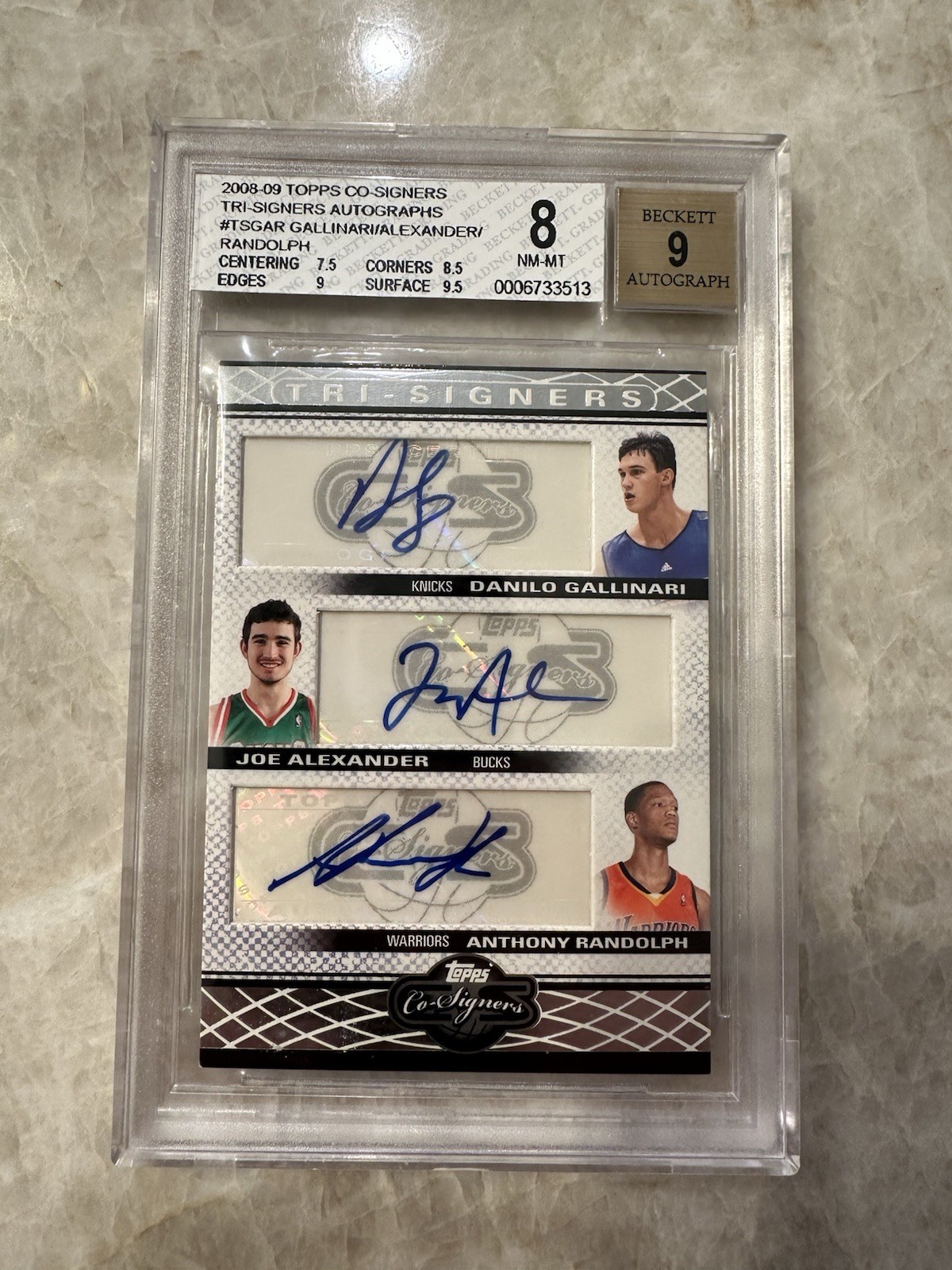 2008-09 Topps Co-Signers Tri Auto Danilo Gallinari Anthony Randolph /36 BGS 8 2008-09 Topps Co-Signers Tri Auto Danilo Gallinari Anthony Randolph /36 BGS 8