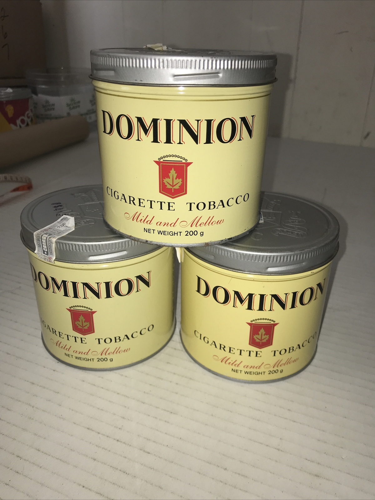 Dominion Cigarette Tobacco Cans (lot of 3) empty P Dominion Cigarette Tobacco Cans (lot of 3) empty P