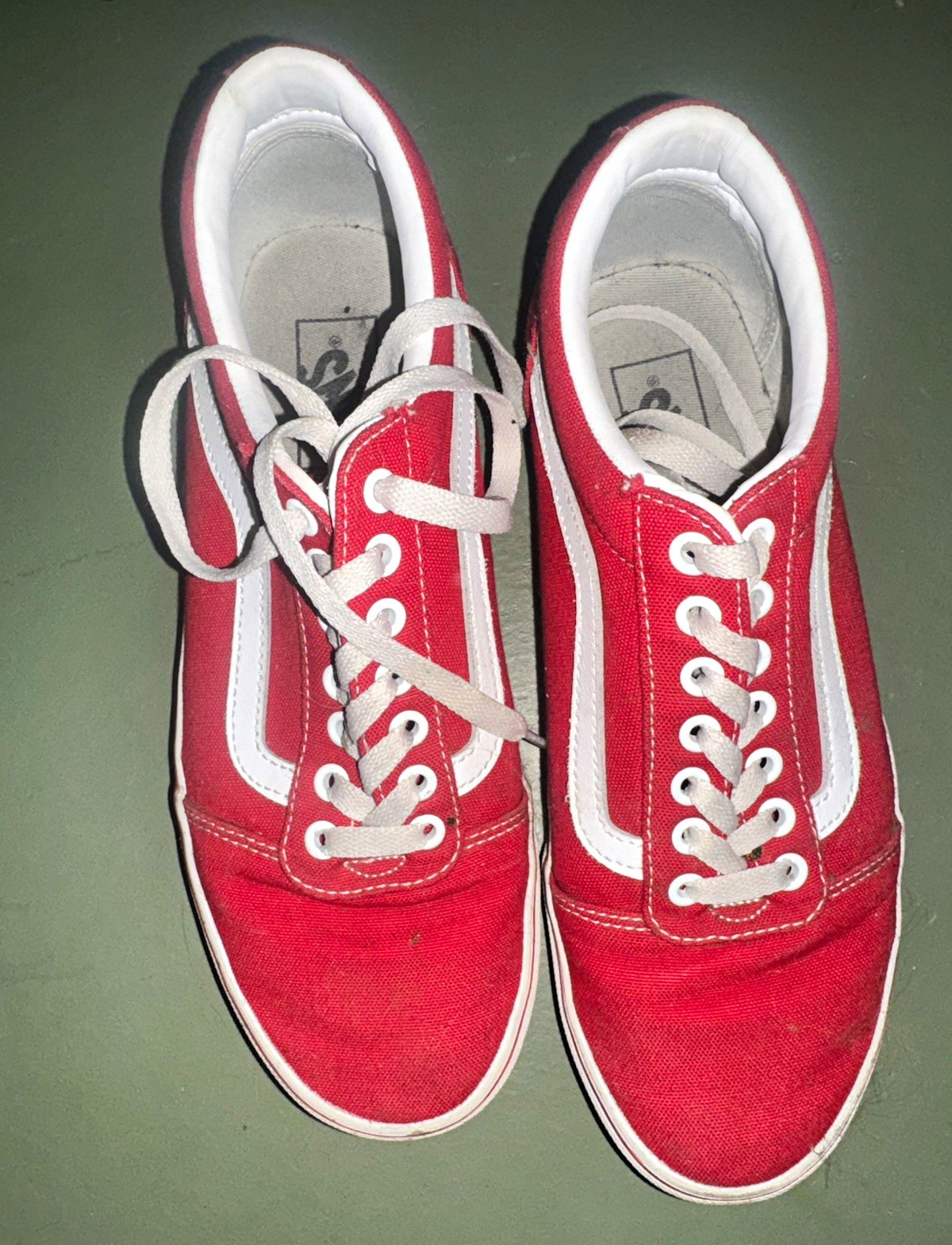 VANS Old Skool Red/White Low Top Lace-Up Unisex Adult Athletic Sneakers VANS Old Skool Red/White Low Top Lace-Up Unisex Adult Athletic Sneakers