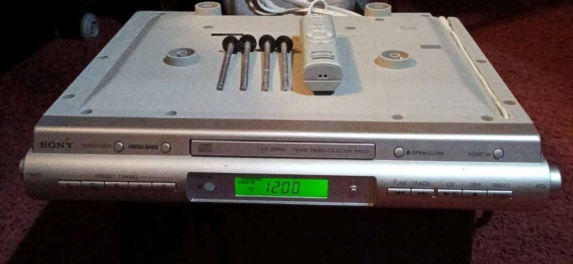 Sony ICF-CDK50 Under Cabinet AM/FM CD Clock Radio w/Remote & Screws TESTED Works Sony ICF-CDK50 Under Cabinet AM/FM CD Clock Radio w/Remote & Screws TESTED Works