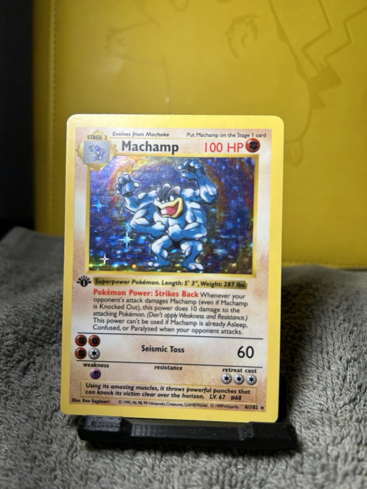 Base Set 1st edition Shadowless Machamp Holo Rare 8/102 - MP
