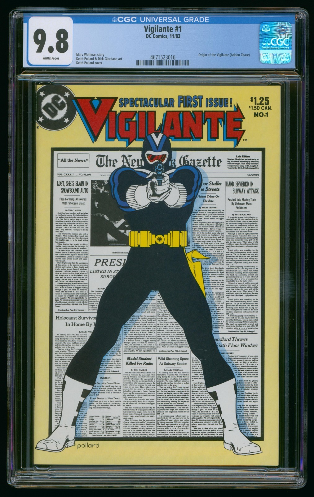 VIGILANTE #1 (1983) CGC 9.8 ORIGIN DC COMICS WHITE PAGES VIGILANTE #1 (1983) CGC 9.8 ORIGIN DC COMICS WHITE PAGES