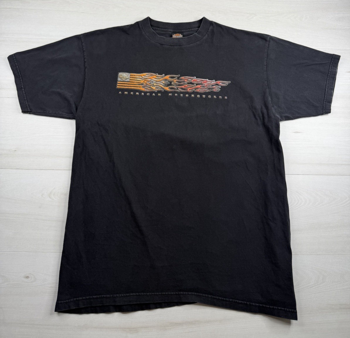 Vtg Harley Davidson Shirt Black Las Vegas Flames Faded 90s Y2K USA Made Mens XL Vtg Harley Davidson Shirt Black Las Vegas Flames Faded 90s Y2K USA Made Mens XL