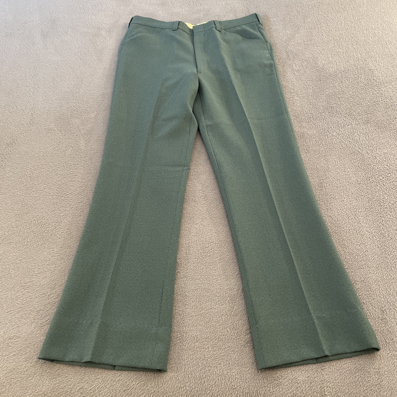 NEW Vintage 60s 70s Pulse Disco Trousers Slacks Pants Mens 36x33 Green Chino NOS