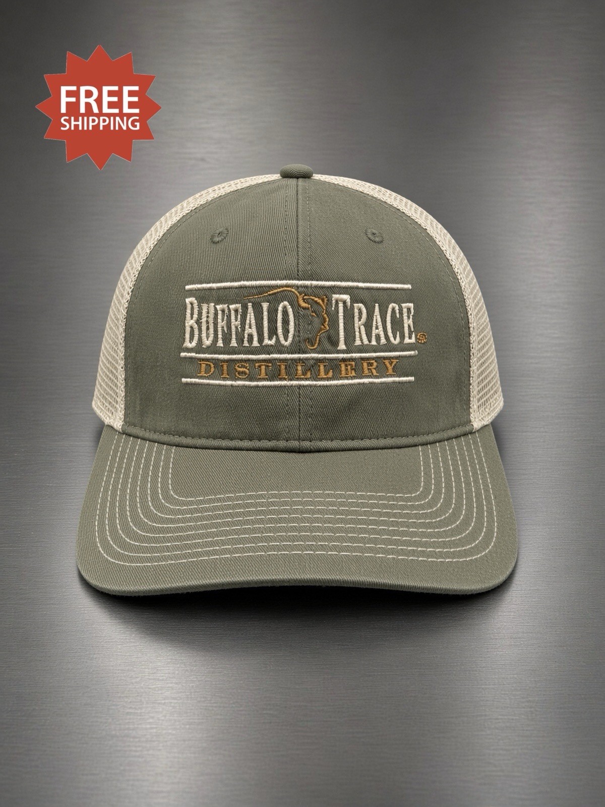 Buffalo Trace Distillery Embroidered Trucker Style Cap Hat - by The Game - NWT Buffalo Trace Distillery Embroidered Trucker Style Cap Hat - by The Game - NWT