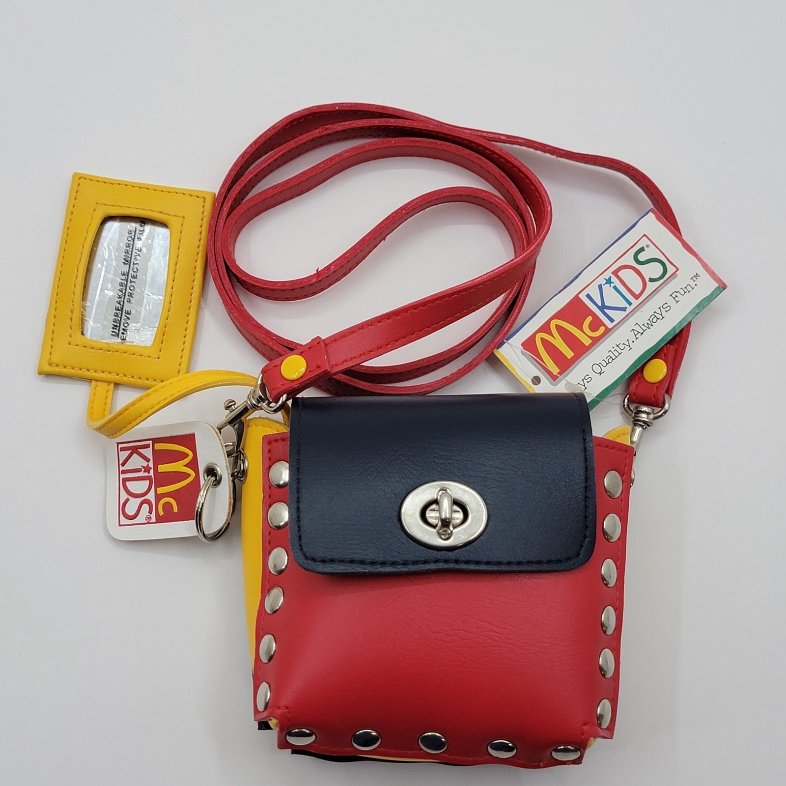 McDonald\'s McKids Crossbody Leather Purse w/ keychain, tags, & mirror Sears
