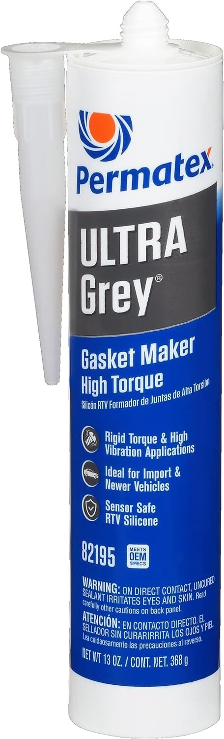 Permatex 82195 Ultra Grey Rigid High-Torque RTV Silicone Gasket Maker, 13 oz.
