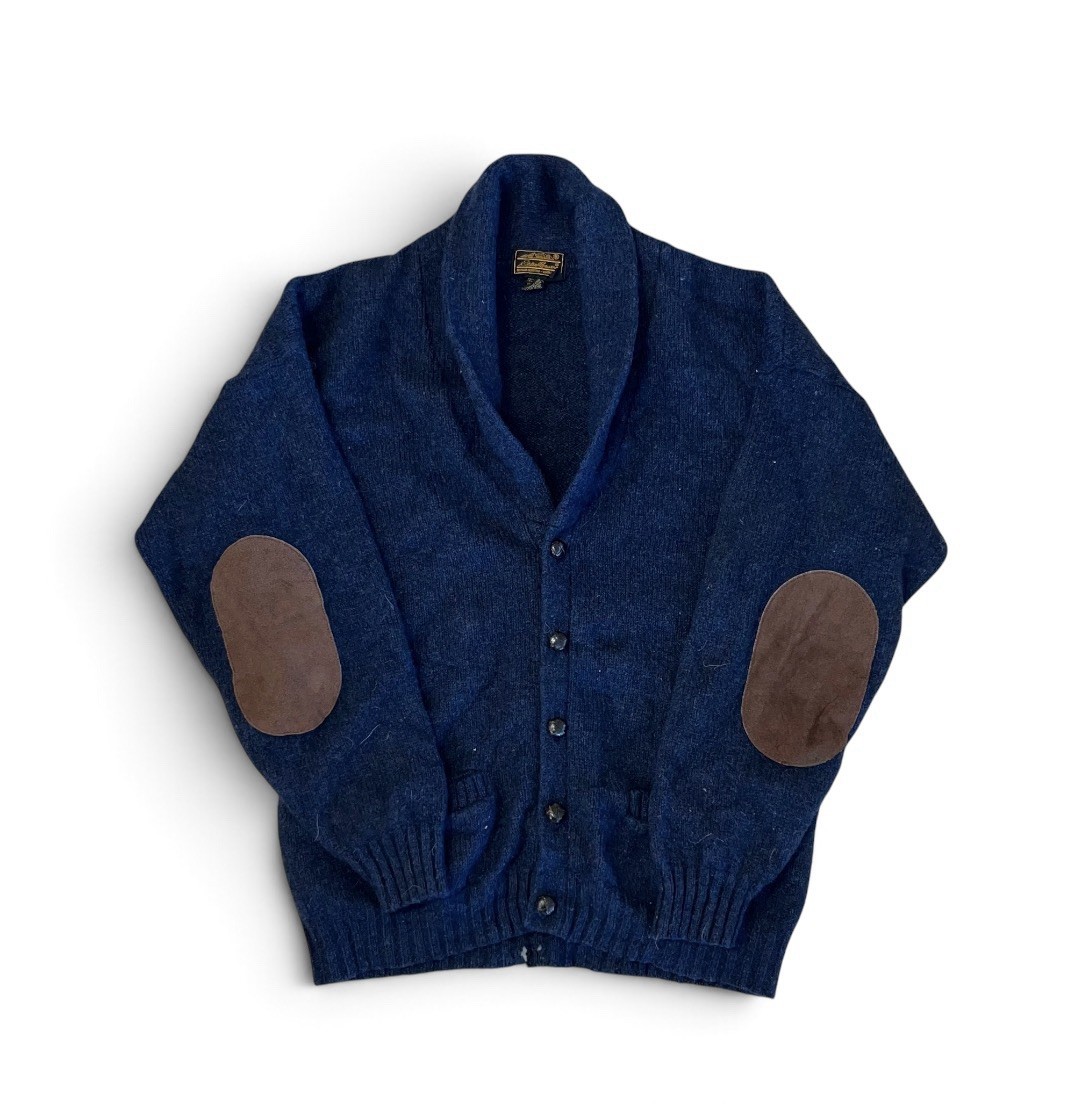 Vintage Eddie Bauer Wool Shawl Collar Suede Elbow Patch Cardigan XL Tall USA Vintage Eddie Bauer Wool Shawl Collar Suede Elbow Patch Cardigan XL Tall USA