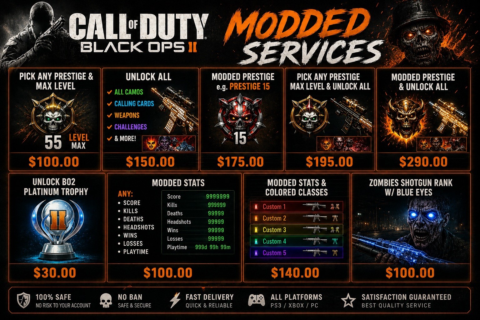 BO2 Unlock All PS4/PS5 - Black Ops 2 Unlock All Camos, Prestige , Color Classes BO2 Unlock All PS4/PS5 - Black Ops 2 Unlock All Camos, Prestige , Color Classes