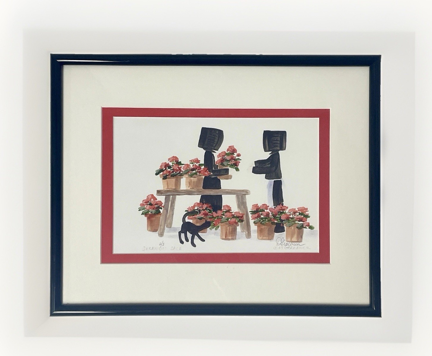 Ultra Rare Edition 2/3 Diane Graebner Signed Print Amish Folk Art Geranium Sale