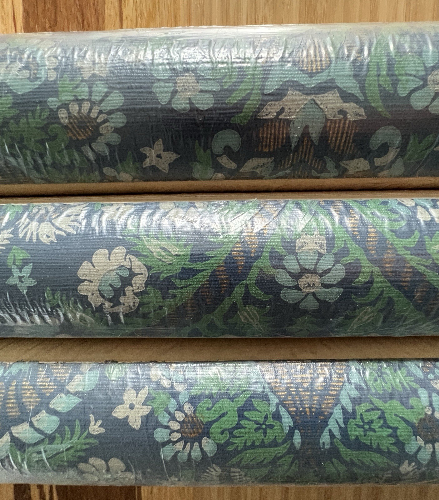 x3 Vtg 70s NOS Wallpaper Blue Green Mod Floral Unpasted Double Roll Unicorn x3 Vtg 70s NOS Wallpaper Blue Green Mod Floral Unpasted Double Roll Unicorn