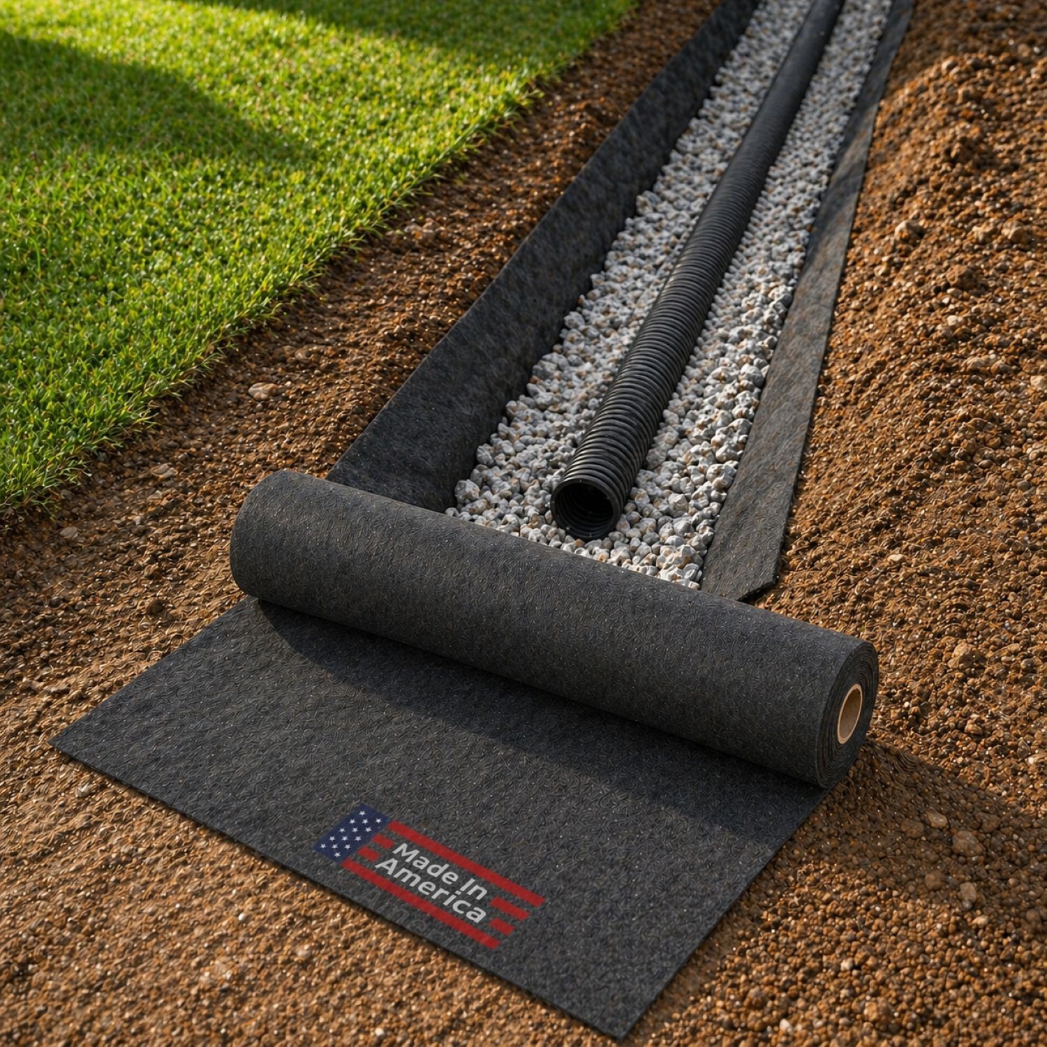 French Drain Filter Fabric | Non-Woven Geotextile Landscape Fabric (4 oz)