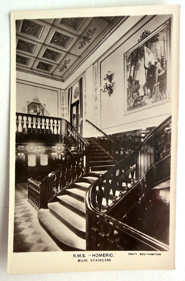 White Star R.M.S. Homeric Post Card Main Staircase RPPC White Star R.M.S. Homeric Post Card Main Staircase RPPC