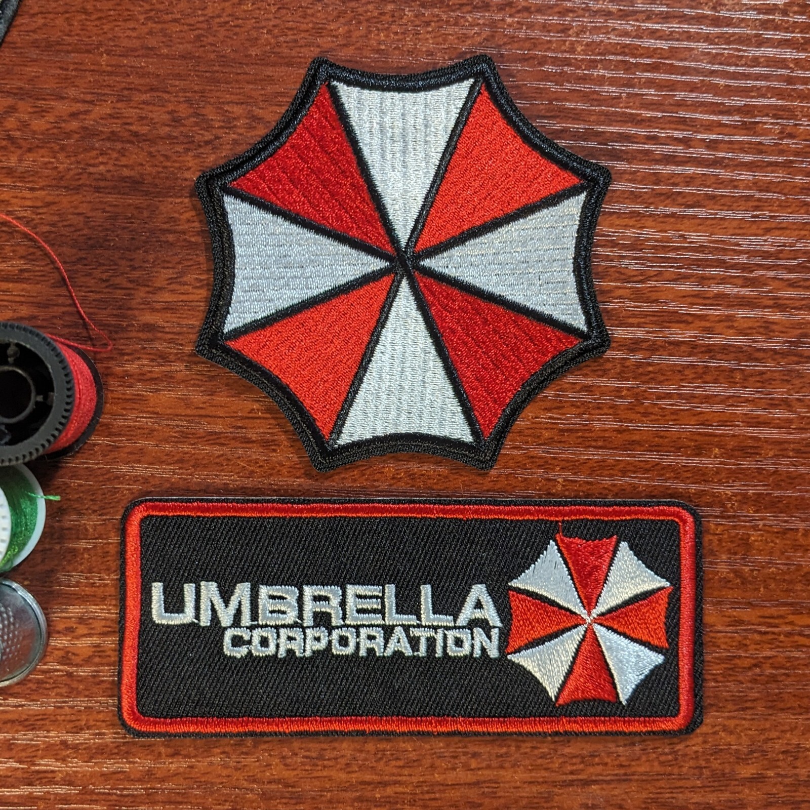 Umbrella Corporation Logo & Badge 2 Patch Set Resident Evil Biohazard Iron On Umbrella Corporation Logo & Badge 2 Patch Set Resident Evil Biohazard Iron On