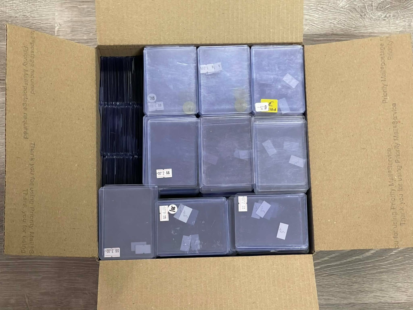 Large Flat Rate Box 35PT Toploaders Used Sports Card Top Loaders Bulk Huge Lot