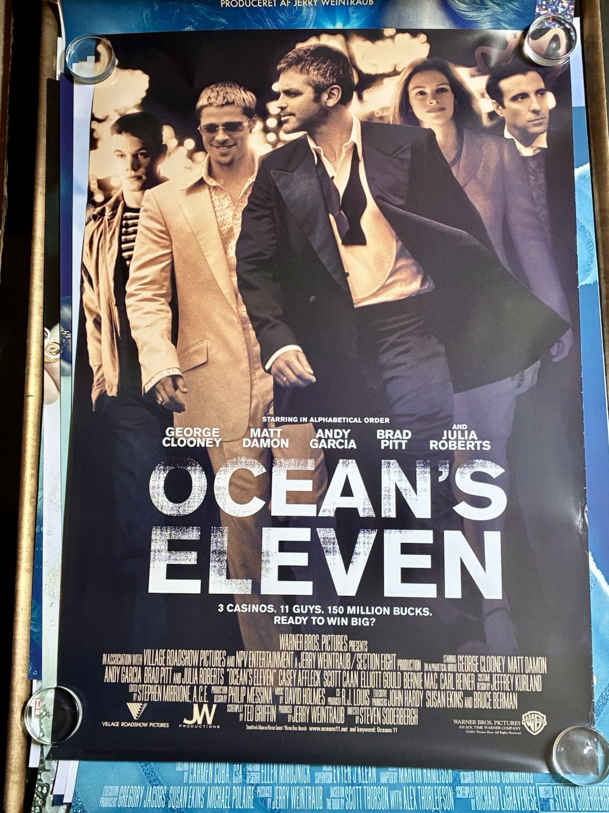 Ocean's Eleven 2001 Orig DS One Sheet Movie Poster Clooney Pitt Weintraub Estate