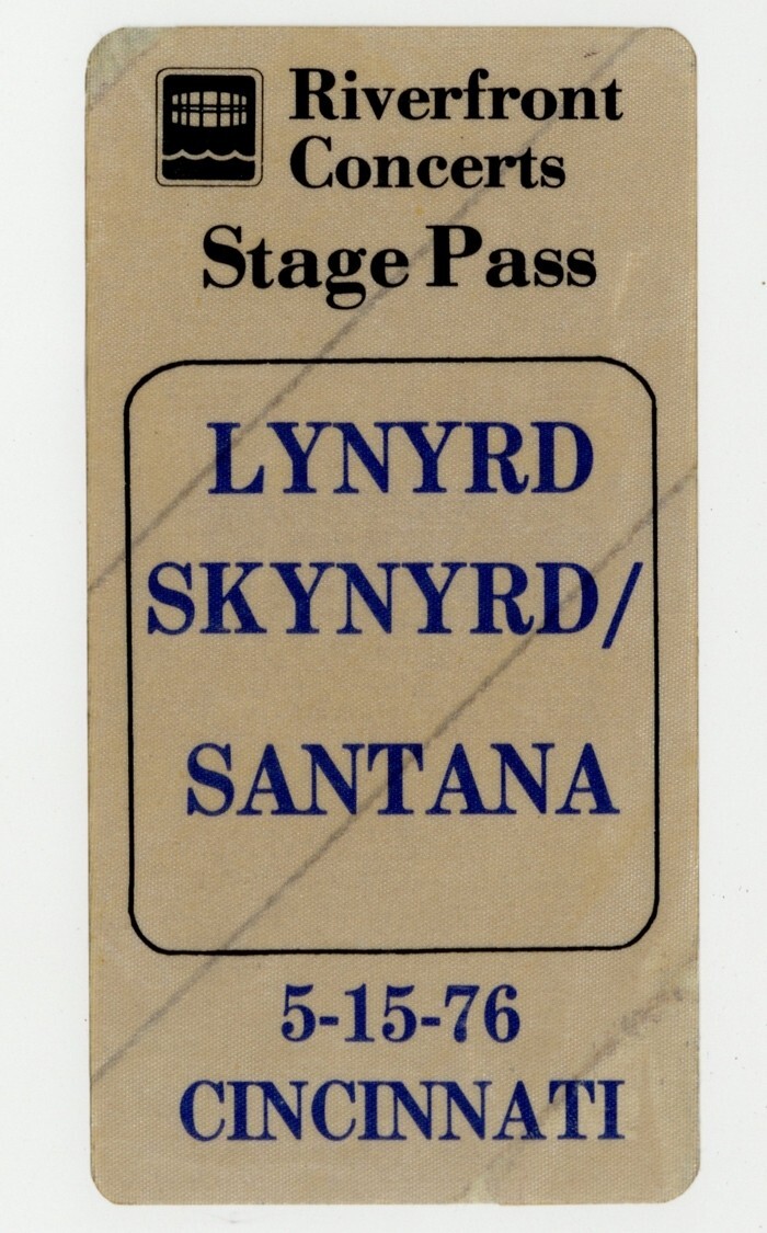Lynyrd Skynyrd / Santana 1976 Cincinnati Backstage Pass Unused One More Tour 